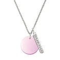 thumbnail image 1 of Delight Jewelry Acrylic 1" Disc Light Purple Imitation Pearl Silvertone Fearless Bar Charm Necklace, 23", 1 of 4