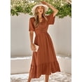 thumbnail image 3 of Nouvelle Robe d'Été Décontractée pour Femmes Couleur Unie Manches Feuille de Lotus tzw, 3 of 6