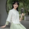 thumbnail image 1 of Otoño e invierno nuevo chino joven estilo nacional hebilla cheongsam de dos piezas traje de falda de estilo étnico para niña de uso diario, 1 of 4