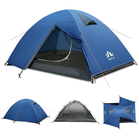 2-Person Waterproof Lightweight Backpacking Tent with Aluminum Poles and Rainfly Pure Blue