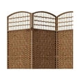 thumbnail image 3 of Benjara BM101162 Wood & Paper Straw 4 Panel Screen with Nailhead Trim - Brown, 3 of 5