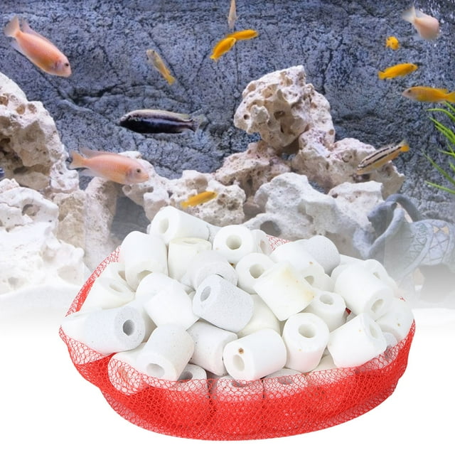 Mesh Bag White Ceramic Ring Fish Filter, Fish Activated Carbon, Filter Media Bio Balls For