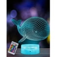 thumbnail image 1 of BaleineB - Luz nocturna para niños, lámpara de ilusión 3D, luz LED para guardería, control remoto, 16 colores cambiantes regulables, regalo de Navidad para niños y niñas, decoración para sala de estar, 1 of 3