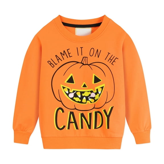 POPTEM Toddler Pumpkins Sweatshirt Halloween Shirts for Kids Long Sleeve Orange 2T
