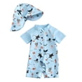 thumbnail image 4 of Toddler Boy Swimwear Full Zipper Rash Guard Swimsuit UPF 50+ Sun Protection One Piece Bathing Suit With Sun Hat For Beach 0-3 Years, 4 of 4
