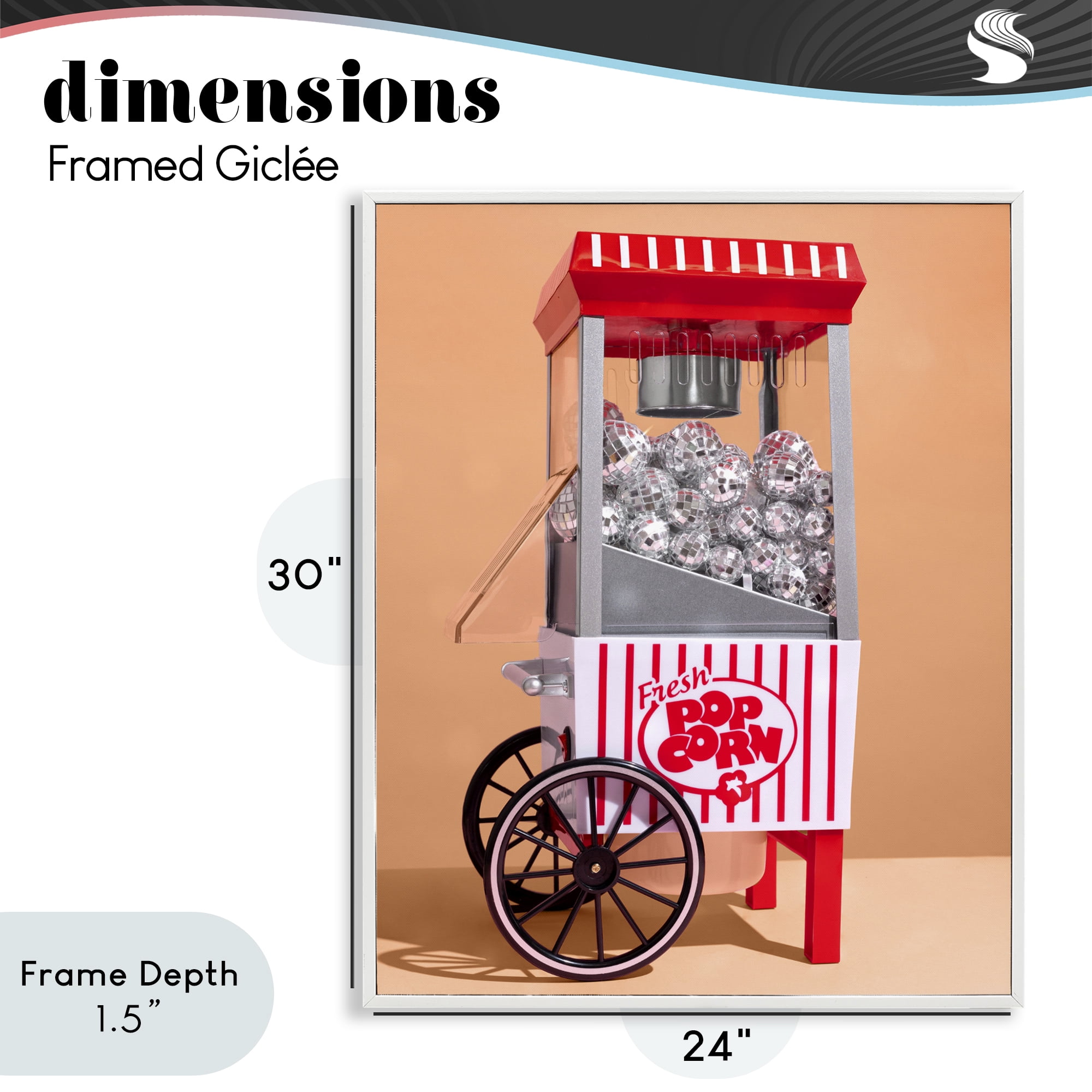 Stupell Industries Retro Disco Popcorn Machine White Framed Giclee Art, design by LISH Creative