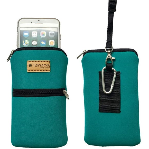 Tainada Men Women Phone Neoprene Shockproof Zippered Sleeve Case Bag Pouch with Carabiner, Neck Lanyard, Belt Loop