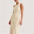 thumbnail image 5 of Mifsaly Ribbed Knit Dress for Women Sleeveless Button Front Elegant Dresses Work Business Casual Versatile Daily Wear Outfits 2026 M, 5 of 9