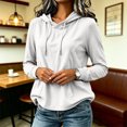 thumbnail image 3 of cocolona Womens Fall Hoodies Solid Color Long Sleeve Pullover Thin Sweatshirts Casual LightWeight Tops with Pocket, 3 of 7