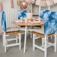 thumbnail image 3 of Marble Texture Chair Back Covers Set of 8, Blue Gold Crack Abstract Gradient Art Stretch Dining Chair Back Slipcovers Removable Seat Cover for Kitchen Restaurant Hotel Cafe, 3 of 9