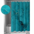 thumbnail image 3 of Shower Curtain Bathroom Set Abstract Teal Marble Liquid Texture Waterproof Fabric Shower Curtains with Grommets&Hooks Modern Stone Art Gold Line Privacy Bath Curtain for Bathtub 72x84in, 3 of 7