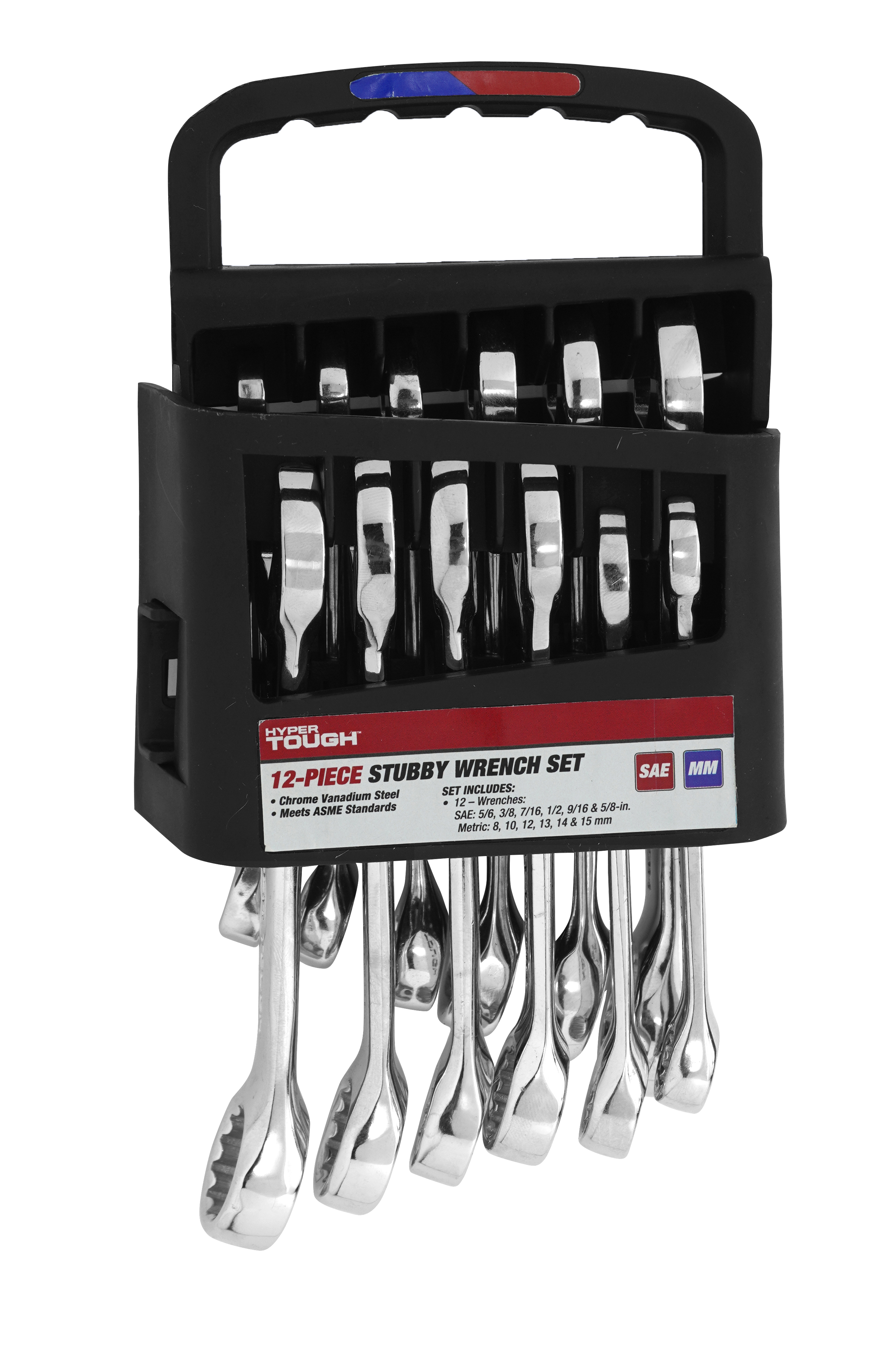 Hyper Tough 12-Piece Stubby Combination Wrench Tool Set, Hand Tools