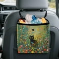 thumbnail image 5 of Xixirimido Car Trash Can Hanging Black Cat Colorful Floral Printed Trash Bin Leak-Proof Collapsible Car Garbage Bag, 2 Gal Large Capacity Multipurpose Storage Container, 5 of 8