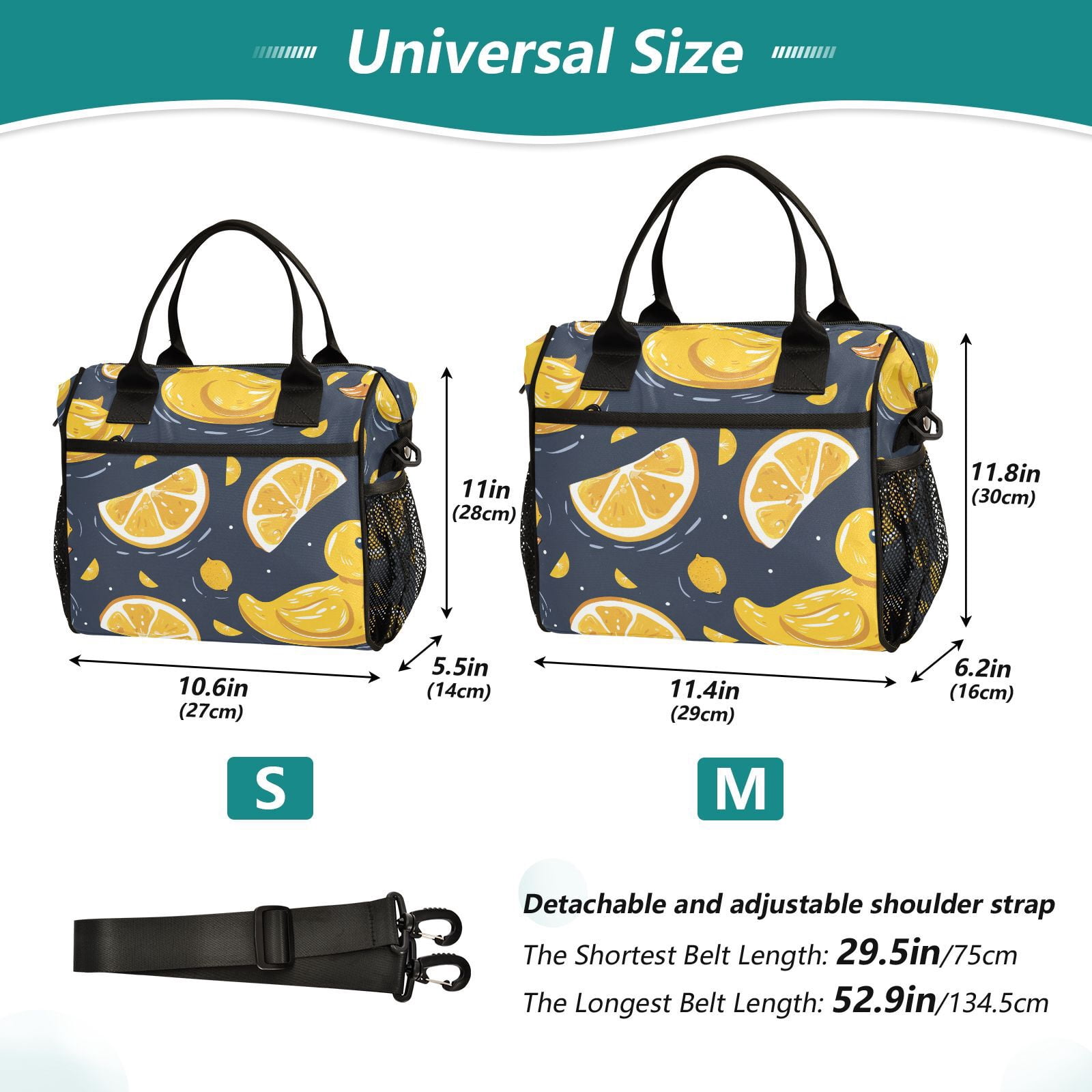 Duck Lemon Cooler Bag Lunch Bag Soft Cooler Cooling Tote Insulated Lunch Box for Adult Men Women