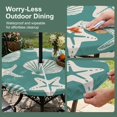 thumbnail image 5 of Round Outdoor Tablecloth with Umbrella Hole and Zipper, Green Coastal Starfish Tablecloth with Elastic Waterproof, Ocean Sea Shells Nautical Marine Patio Table Covers for 55" - 60" Pool Tables, 5 of 9