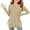 Khaki, variant on Ohufall Girls Long Sleeve T-Shirts 3-12 Years, Kids Solid Casual Curve Hem Side Slit Tunic Tops Loose Comfy Crew Neck Pullover Blouses for Little Girls