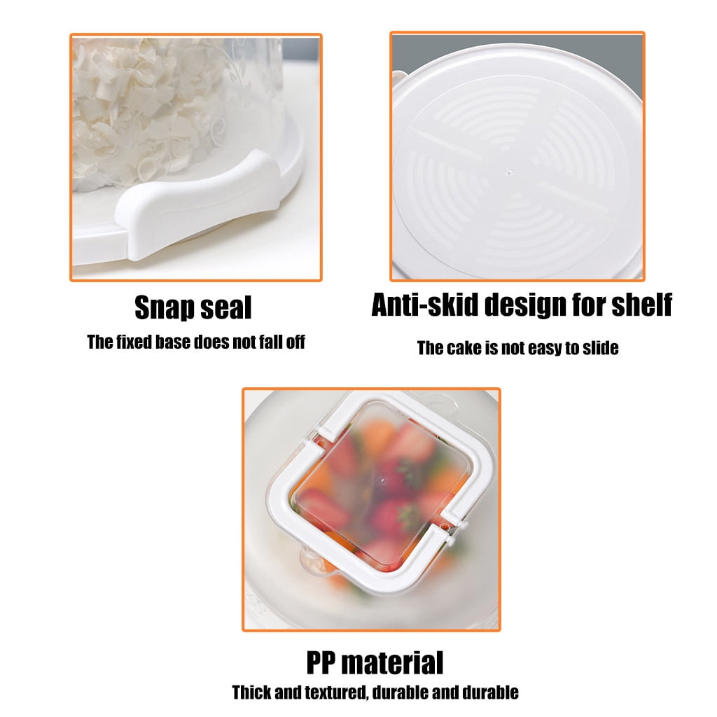 Werulen 2Pcs Portable Transparent Cake Carrier Box, Airtight Sealed Lid Anti-Odor Fresh Food Storage, Bento Snack Container for Picnic Party Travel, Reusable Plastic Dessert Keeper