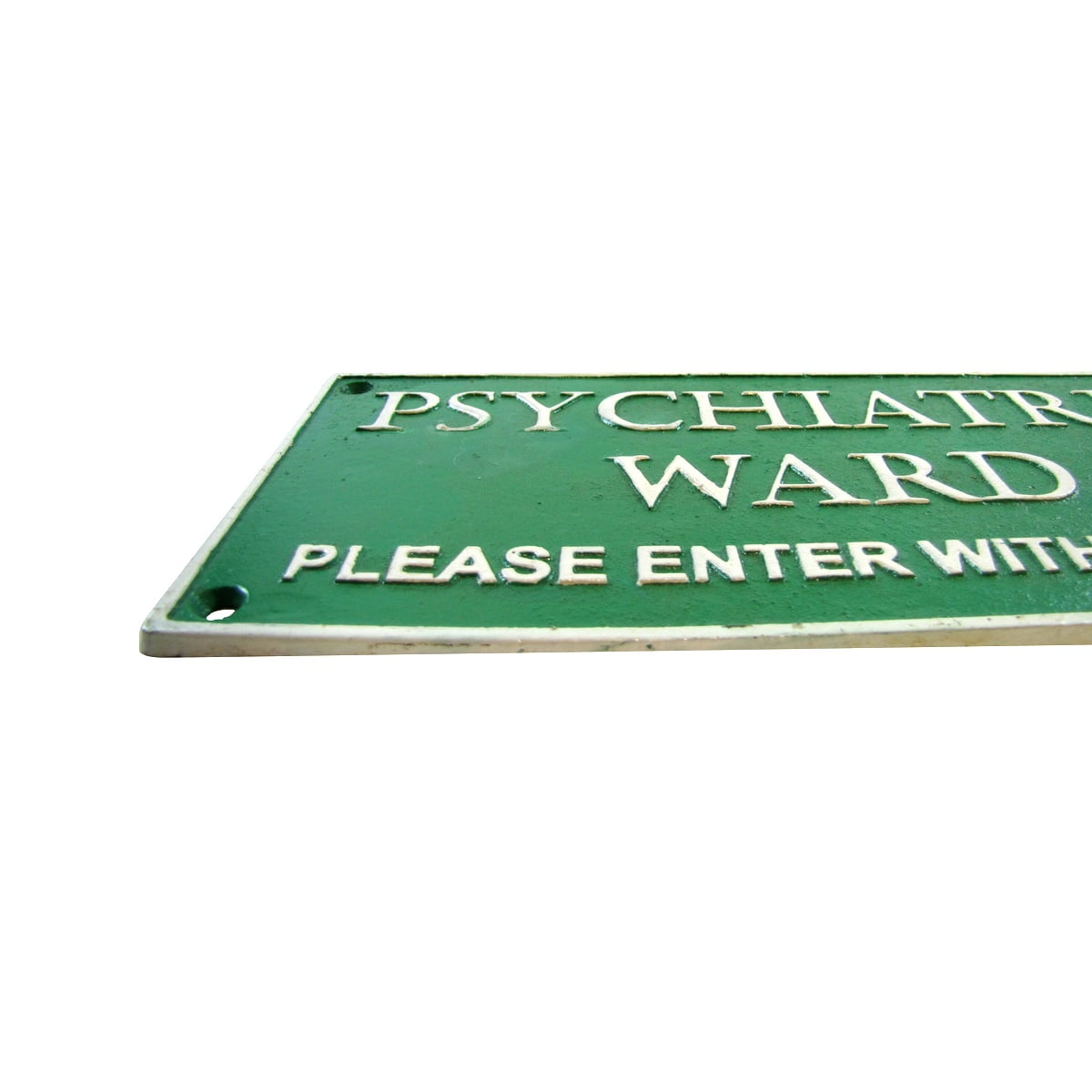 Psychiatric Ward Enter With Caution Sign Plaque Cast Iron Door Mental Hospital