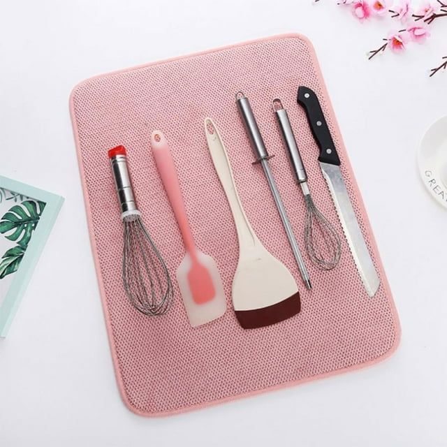 Tapis d'Égouttage pour Vaisselle de Cuisine en Microfibre, Tapis d'Égouttement pour Vaisselle à Forte Absorption d'Eau, Tapis Ronds pour Table de Salle à Manger, Ensemble de Tapis Ronds pour Table de Cuisine, Ensemble de Table de Salle à Manger Extérieur pour 8, Tapis de Table Rond Ovale