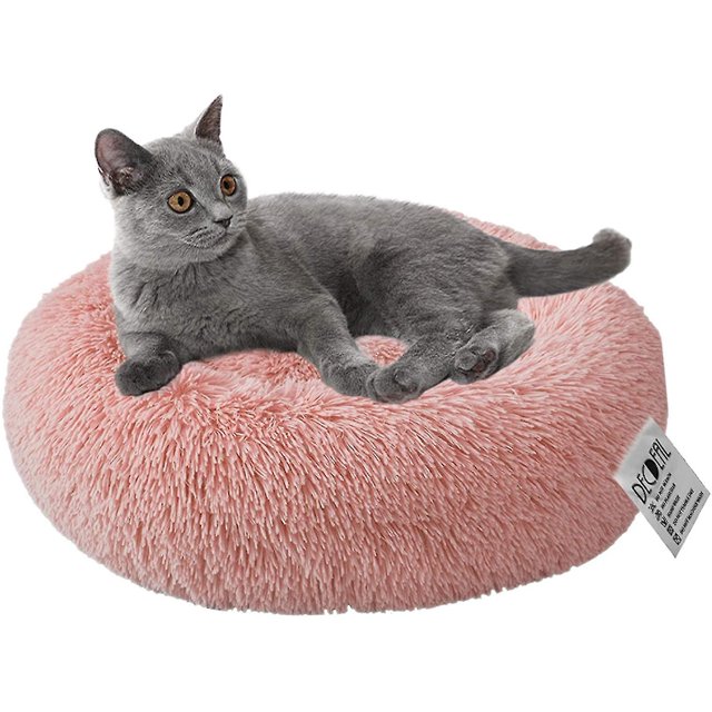 Dog Bed Donut Soft Plush Round Pet Bed For Deep Sleep Of Dogs Cats