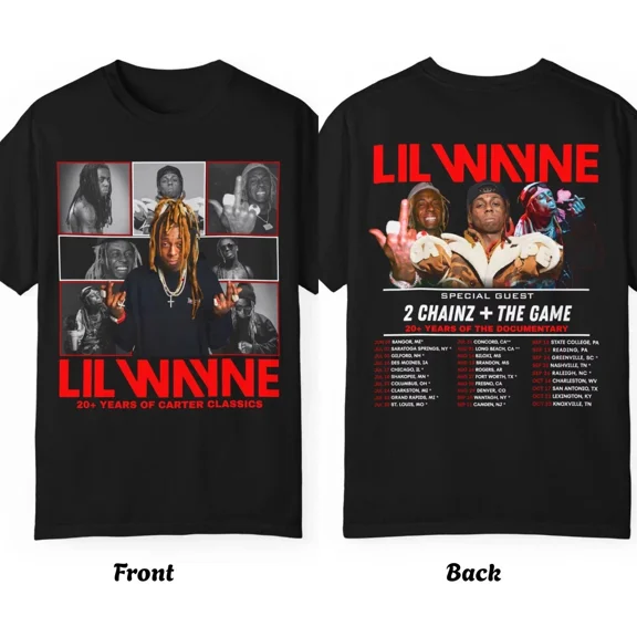 Lil Wayne 20 Years Of Carter Classics North America Tour T-Shirt 2 Sided