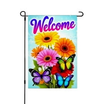 JOOCAR Linen Garden Flag with Colorful Flowers and Butterflies for Spring Summer Home Outdoor Garden Yard Door Decor 12x18 inch