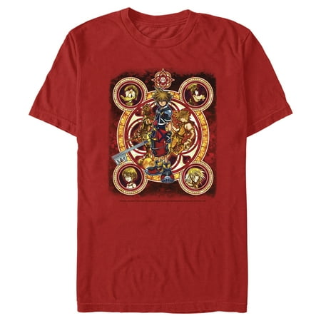 Men's Kingdom Hearts 2 Stained Glass Art Graphic Tee Red X Large