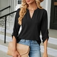 thumbnail image 7 of Lixiuxyad Women's V Neck Button Detail 3/4 Sleeve T Shirt For Casual Wear Floral Cute,Black S, 7 of 7