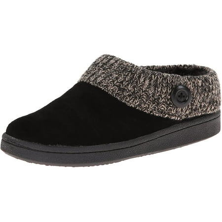 

Homgreen larks Womens Slipper Suede Leather Knitted Collar Clog Slippers - Plush Faux Fur Lining