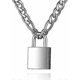 thumbnail image 1 of Wabjtam Padlock Necklace Stainless Steel Lock Chain For Men Women Silver, 1 of 5
