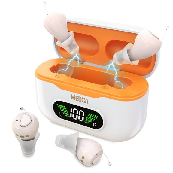 Rechargeable Hearing Aids for Seniors & Adults w/ Intelligent Noise Reduction - OTC Hearing Amplifiers for Men & Women, Near-Invisible, 32-Channel, Easy Use Sound Device, Long-Lasting Battery Life