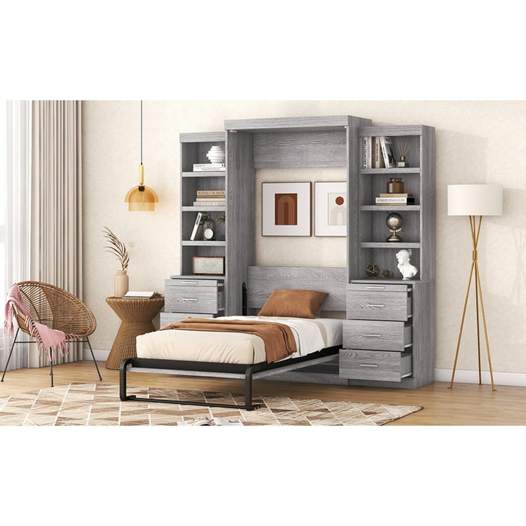 Twin murphy sale bed with shelves