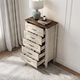 thumbnail image 3 of LINSY HOME Dresser for Bedroom, 5 Drawer Dresser with Metal Handles, Wood Chest of Drawers, Tall Dresser for Living Room, Entryway, and Closet, Rustic Oak, 3 of 11