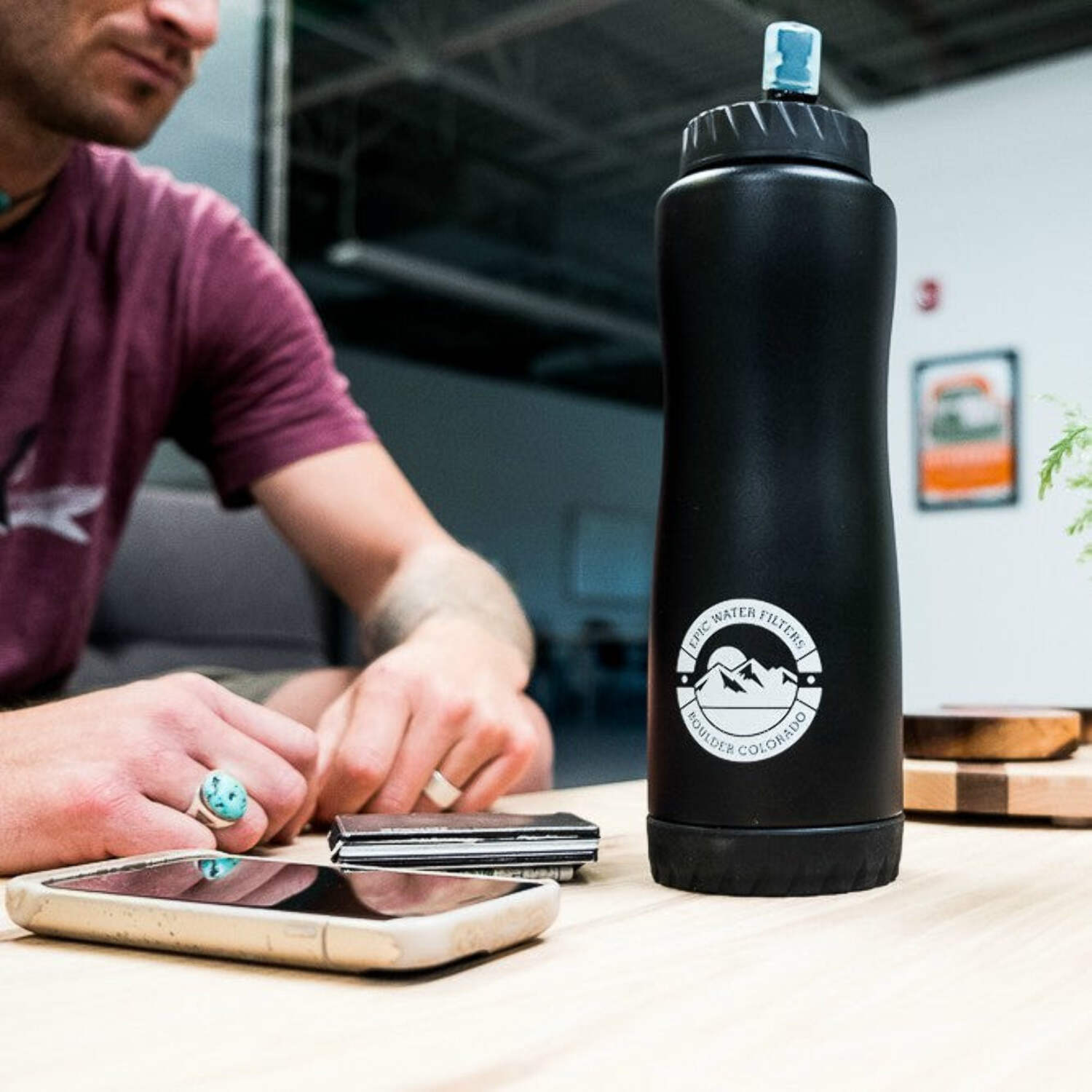 Epic Water Filters Vostok Stainless Steel Insulated Water Bottle and 75 Gallon Filter - Removes 99.99% of Water Impurities, 34oz, White