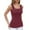 Red, variant on ALove Women Built-in Bra Square Collar Scalloped Halter Vest Sleeveless Ribbed Halter Camisole