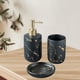 thumbnail image 5 of Juego de accesorios de baño de cerámica con efecto mármol, dispensador de loción y jabonera. Negro 3 piezas, 5 of 8