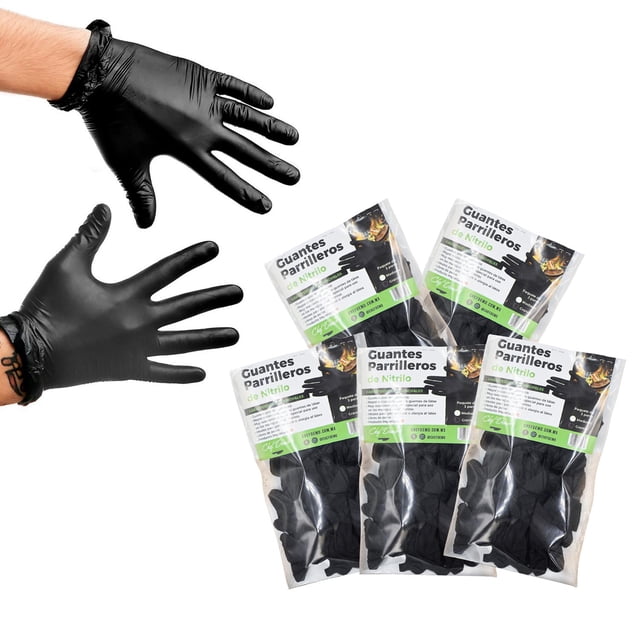 Guantes De Nitrilo Negros Parrillero, Kit Asador 15 pares CHEF DEMO chef demo
