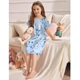 thumbnail image 2 of Oudiya Girls Short Sleeve Nightgown Silk Satin Pajama Dress Soft Princess Sleepwear for Kids 6-14Y, 2 of 6