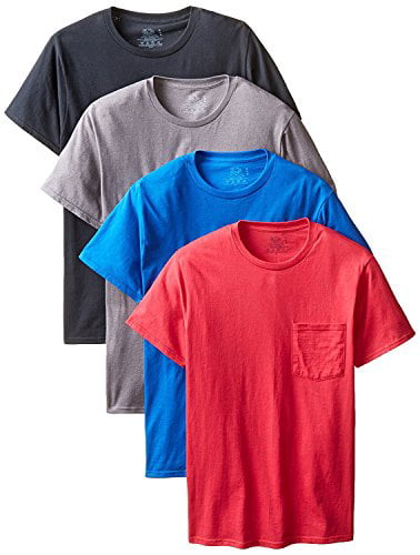 Fruit of the Loom Mens 4-Pack Pocket Crew Neck T-Shirt Forest Green X-Large