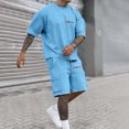 thumbnail image 2 of CONFREE Mens 2 Peice Shorts Sets Casual Men's Summer Outfits Set Letter Graphic Tshirts Shorts Athletic Sweat Suit for Men, 2 of 8