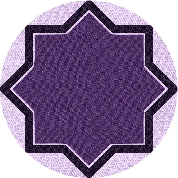 Ahgly Company Indoor Round Patterned Purple Iris Purple Area Rugs, 6' Round