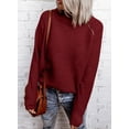 thumbnail image 4 of Asyoly Women's 1/4 Side Zipper Turtleneck Sweater Long Sleeve Ribbed Knit Basic Comy Pullover Solid Color Jumper Casual Loose Tops, 4 of 6