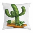 thumbnail image 1 of Cactus Throw Pillow Cushion Cover, Arid Climate Flora Saguaro Plant Succulent Illustration South America Mexico, Decorative Square Accent Pillow Case, 16 X 16 Inches, Green Pale Caramel, by Ambesonne, 1 of 2