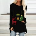 thumbnail image 2 of YUGYXL Women's Xmas Tree Graphic Shirts Oversized Crewneck Long Sleeve Glitter Tunic Blouse Casual Christmas Holiday Pullover B Multicolor XL, 2 of 5
