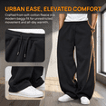 thumbnail image 3 of NICELF Men's Baggy Sweatpants Fleece Wide Leg Pants with Pockets & Elastic Drawstring Waist, Casual Comfy Loose Fit Cotton Joggers, Black, 3 of 8