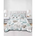 thumbnail image 2 of Twin Quilt Bedding Set, Beach Coastal Reversible Summer Quilt 3 Pieces, Ocean Nautical Starfish Coral Seashells Lightweight Bedspreads Coverlets with 2 Pillow Shams for All Seasons, 2 of 5