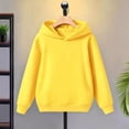 thumbnail image 2 of Miluxas Kids Solid Pullover Hoodie for Girls Boys, Hood Sweatshirt with Front Kangaroo Pocket, Soft Long Sleeve Basic Top Yellow 13-14 Years, 2 of 6