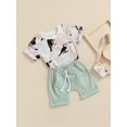 thumbnail image 3 of Xingqing Toddler Baby Boys Summer Clothes Bird Print Short Sleeve Tops and Drawstring Shorts with Pockets Set, 3 of 7