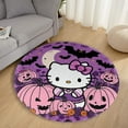 thumbnail image 2 of Hello Kitty Thanksgiving halloween Round Rug Washable Circle Rug Non Slip Round Doormat Anime Printed Flannel Round Entryway Rug Floor Carpet Round for Entrance, Entryway, Bedroom 39.4 Inch, 2 of 5