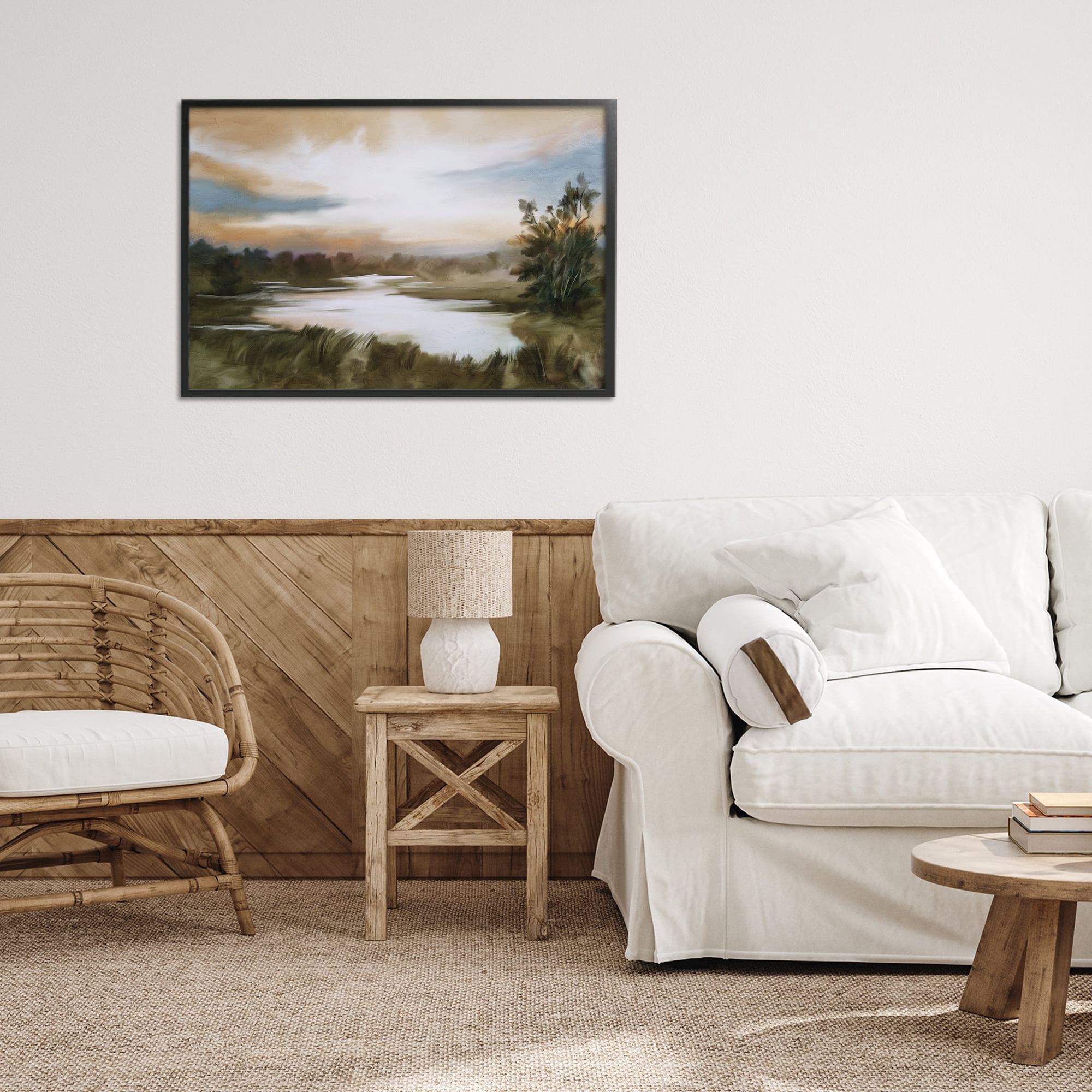 Stupell Industries Sunset Pond Countryside Black Framed Giclee Art, design by Kim Allen